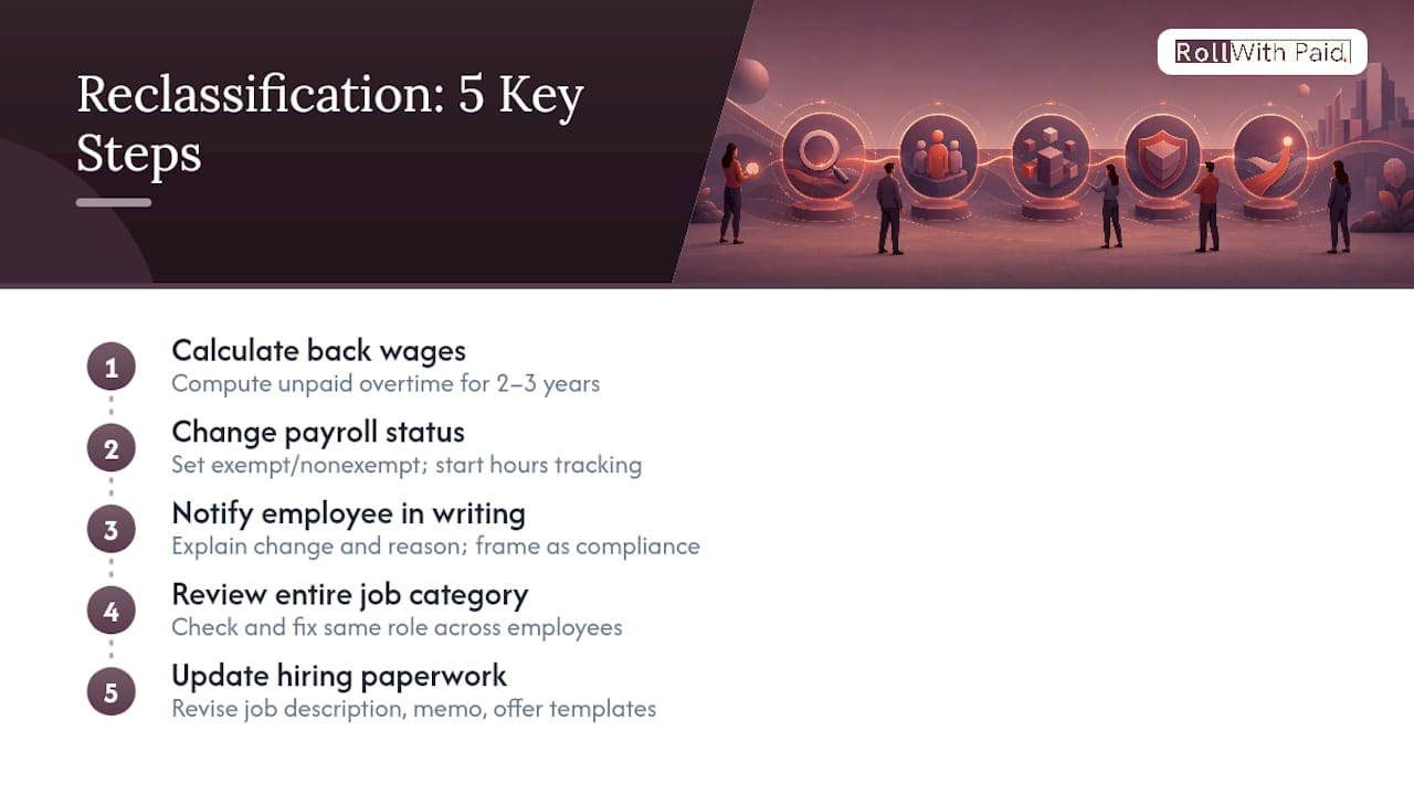 Five-step employee reclassification process