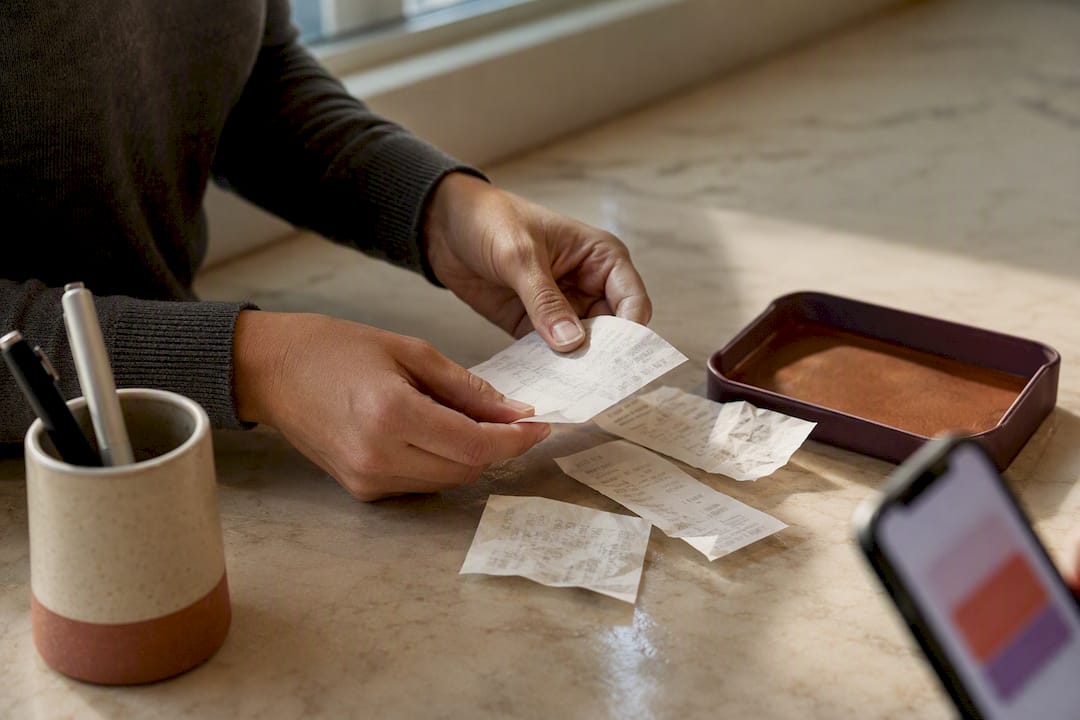 Crumpled receipts prepared for OCR testing