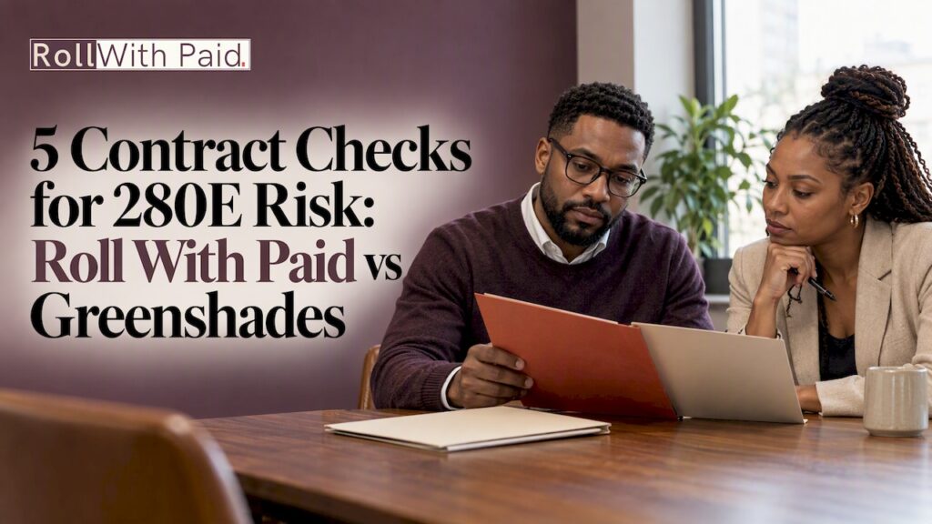 Hands comparing plain payroll contract folders