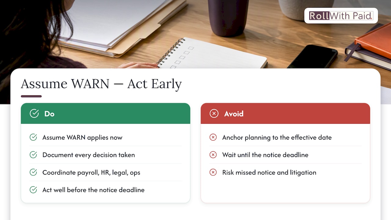 Why We Think Employers Should Assume WARN Applies and Move Early — overview diagram