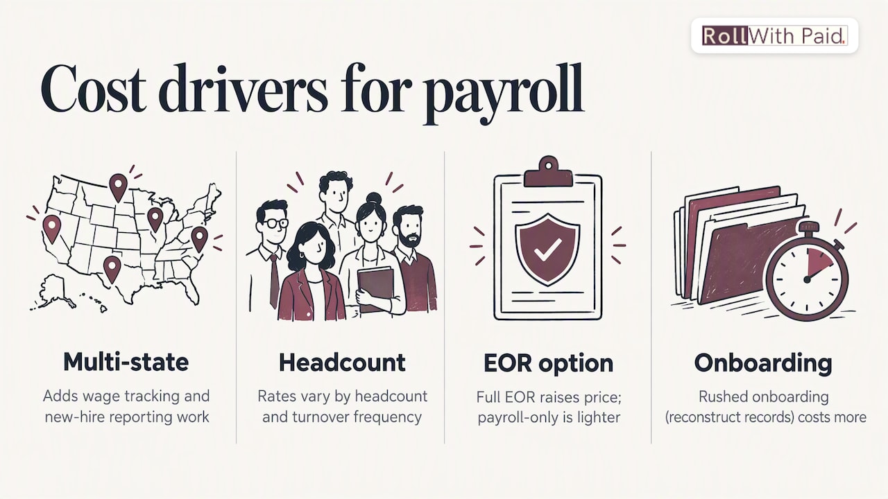 Typical pricing/timing shapes and what affects cost — overview diagram